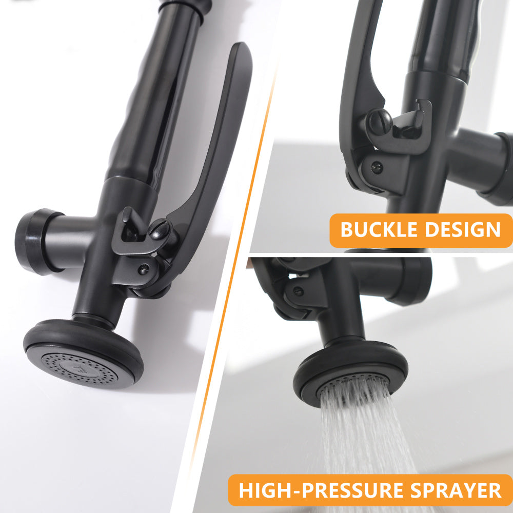 Commercial Kitchen Faucet Pull Down Sprayer Black and Nickel,Single Handle Kitchen Sink Faucet