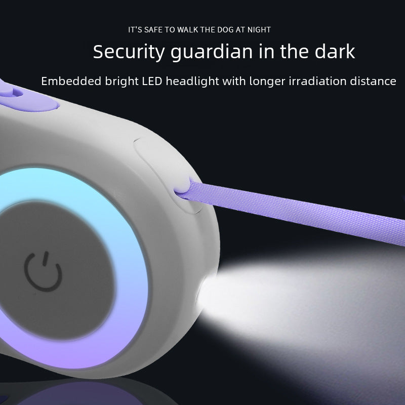 New Led Lighted Automatic Retractable Dog Leash Pet Pulling Rope Glowing Dog Supplies Rope Durable Nylon Material